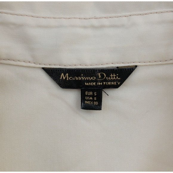 Massimo Dutti Womens Sz S Creamy White Fitted Pearl SnapUp Studded Western Shirt - Picture 7 of 12